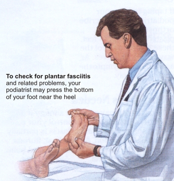 podiatrist checking for plantar fasciitis
